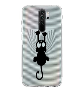 Xiaomi Redmi Note 8 Pro  Kamera Korumalı Kapak Çizgi Kedi Tasarımlı Şeffaf  Kılıf