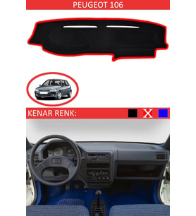 Peugeot 106 Için Uygun Torpido Koruma Halısı Siyah Kenar Renk Kırmızı