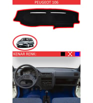 Peugeot 106 Için Uygun Torpido Koruma Halısı Siyah Kenar Renk Kırmızı