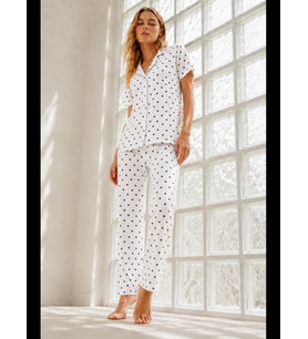 Night Kadın Genç Loose İpliği Boyalı Pijama Takımı