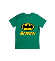 Batman baskılı pamuklu penye kumaş yazlık çocuk tişört (Yeşil)