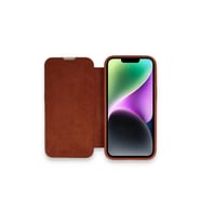 İphone 13 Kılıf Dolpin Kapaklı - Kahverengi