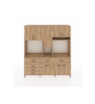 Hyperion Dolap 10 Raflı 6 Çekmeceli 8 Kapaklı 220x44x243 Çam-Çam/Çam