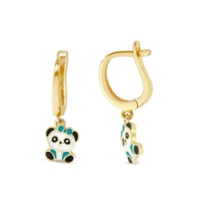 Panda Sallantılı Çocuk Altın Küpe (Sarı)