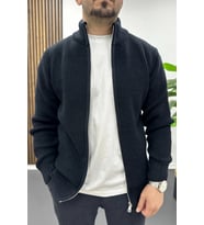 Erkek Slim Fit Fermuarlı Hırka Lacivert Edw434