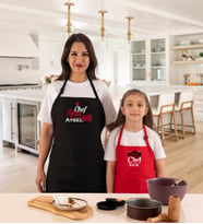 Kişiye Özel Anne Çocuk 2li Mutfak Önlüğü Chef