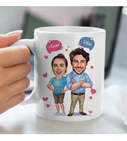 Kişiye Özel Hayata Pozitif Bakan Çiftler Karikatürlü Kapa Bardak