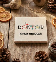 Kişiye Özel Doktor Bardak Altlığı Tıp Bayramı Hediyesi (Krem)