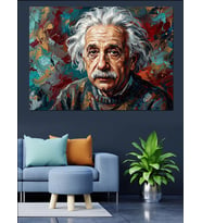 Albert Einstein Sanatsal Renkli Portre Dekoratif Kanvas - Mdf Ahşap Tablo