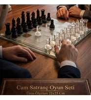Cam Satranç Oyun Seti - 22x25 cm Dekoratif Satranç Takımı