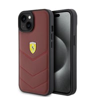 Apple iPhone 15 Kılıf Ferrari Orjinal Lisanslı Deri Dikişli Arka Yüzey Metal Logo Tasarımlı Kapak