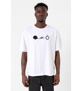 The Walking Dead Glenn Rhee Symbols Beyaz Erkek Oversize Tshirt