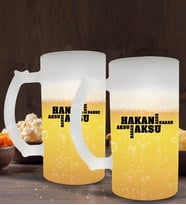 BK Gift Kişiye Özel İsimli 2’li Buzlu Cam Bira Bardağı 50cl-29 (Beyaz)