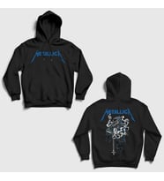Presmono Unisex Siyah Gun Smoke Metallica Sırt Baskılı Kapüşonlu Sweatshirt 516857tt