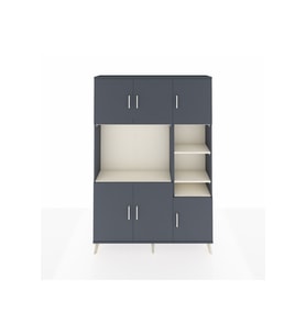 Arges Dolap 10 Raflı 6 Kapaklı 132x30x195 Antrasit-Antrasit/Aytaşı