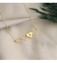 DKMN Gümüş Kalpli Sıralı Harf Kolye Kadın İsimli Gümüş Kolye (Gold)