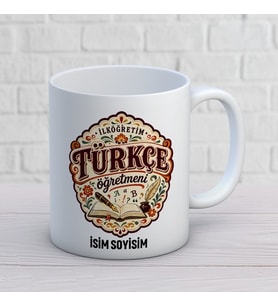 Kişiye Özel İlköğretim Türkçe Öğretmeni Baskılı Kupa, Kitap Temalı İsimli Öğretmenler Günü Hediyesi