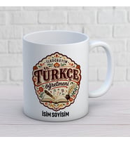 Kişiye Özel İlköğretim Türkçe Öğretmeni Baskılı Kupa, Kitap Temalı İsimli Öğretmenler Günü Hediyesi