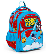 Coral High Üç Bölmeli İlkokul Okul Çantası - Erkek Çocuk - Kırmızı Mavi Astronot Baskılı - 33245