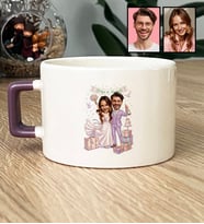 Kişiye Özel Karikatürlü Gelin Damat Balayı Çifti Lüks Fincan Sevgililer Günü Hediyesi
