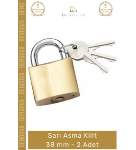 #AsmaKilit Güvenli Pirinç Gövde Sert Çelik Halkalı Paslanmaz Profesyonel Sarı Asma Kilit 38 mm - 2 A