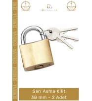 #AsmaKilit Güvenli Pirinç Gövde Sert Çelik Halkalı Paslanmaz Profesyonel Sarı Asma Kilit 38 mm - 2 A
