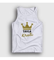 Presmono Unisex Beyaz Backgammon King Tavla Kralı Oyun V3 Atlet 416903tt (Beyaz)