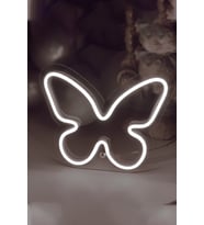 Kelebek Şeklinde Neon Led Işıklı Çocuk Odası Tablosu 20x16 cm (Krem)