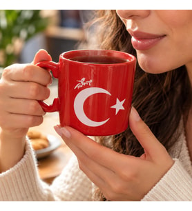 Kupa Bardak 300 ml Türk Bayrağı Temalı Kırmızı Ay Yıldız Kahve Çay Bardağı