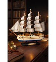 Kişiye İsme Özel Büyük Boy El Yapımı Ahşap Yelkenli Gemi Maketi 33 X 33 CM – Premium Hediyelik 531 A