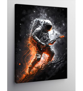 Kanvas Tablo Elektro Gitar Çalan Astronot