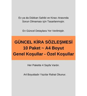 10 Paket, Kira Sözleşmesi Güncel Detaylı.