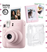 Instax mini 12 Pembe Fotoğraf Makinesi-10'lu Film-Mini Albüm ve Şeffaf Kılıf Seti