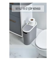 Gri Kapaklı WC Kağıtlıklı Çöp Kovası & Ofis Çöp Kovası 10 Lt