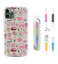 Apple iPhone 11 12 13 14 Pro Max Kılıf Kablo Koruma Spiral Silikon Donut Flamingo 1415