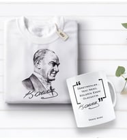BK Gift Kişiye Özel Öğretmenler Günü Tasarımlı Kupa Bardak ve Atatürk Baskılı Tişört Hediye Seti- 3-15, Öğretmene Hediye, Öğretmenler Günü, 100. Yıl Hediyesi