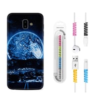 Samsung J6 Plus J7 Prime J7 Pro M20 Kılıf Kablo Koruma Spiral Silikon Mavi Gece 1605