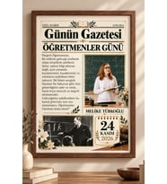 Çerçeveli Kişiye Özel Öğretmenler Günü Gazete Afişi