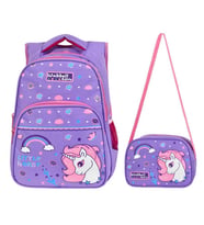WaddellBag Kız Çocuk Mor Unicorn İlkokul Sırt Çantası ve Beslenme Çantası