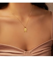 Kişiye Özel 925 Ayar Gümüş Minimal Panda Figürlü Kolye (Gold)