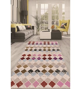Dijital Kaymaz Taban Yıkanabilir Modern Renkli Salon Halısı Mutfak Halısı Yolluk ND-HT-1342 (Çok Renkli)