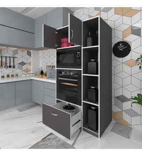 Kenzlife fırın dolabı makbule gri 180*90*56 mutfak çekmeceli ayaklı banyo kiler ofis