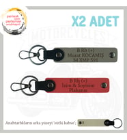 Hız Aşıkları İçin Özel, İsim Plaka ve B Rh (+) Kan Grubu Yazılı x2 Anahtarlık, Nar Çiçeği-Kül Gri-SK