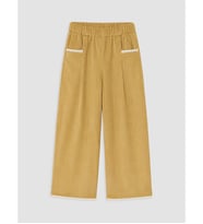 LCW Kids Bej Regular Fit Kız Çocuk Geniş Paça Kadife Pantolon