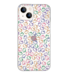 Apple iPhone 13 Mini Uyumlu Kapak Hello Kitty Tasarımlı Şeffaf Silikon Kılıf