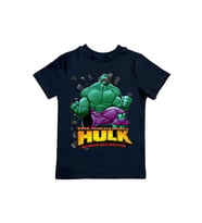 Hulk baskılı pamuklu penye kumaş yazlık çocuk tişört (Siyah)