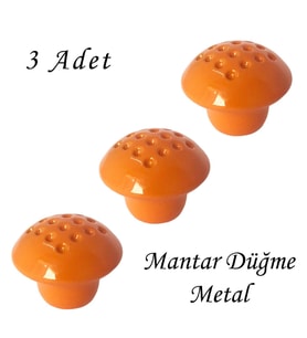 3 Adet Turuncu Noktalı Mantar Düğme Kulp Çocuk Bebek Mobilya Çekmece Dolap Kapak Kulbu Metal Kulp Aksesuarları Vidalı