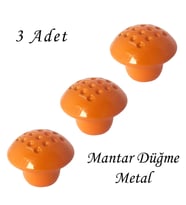 3 Adet Turuncu Noktalı Mantar Düğme Kulp Çocuk Bebek Mobilya Çekmece Dolap Kapak Kulbu Metal Kulp Aksesuarları Vidalı
