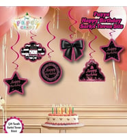 Pembe Happy Birthday 6 lı Sarkıt Tavan süs