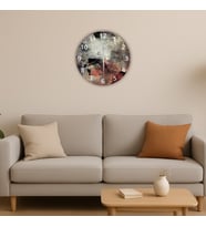 Modern Dekoratif Sessiz Akar Duvar Saati - Temperli Cam 37 cm HS001